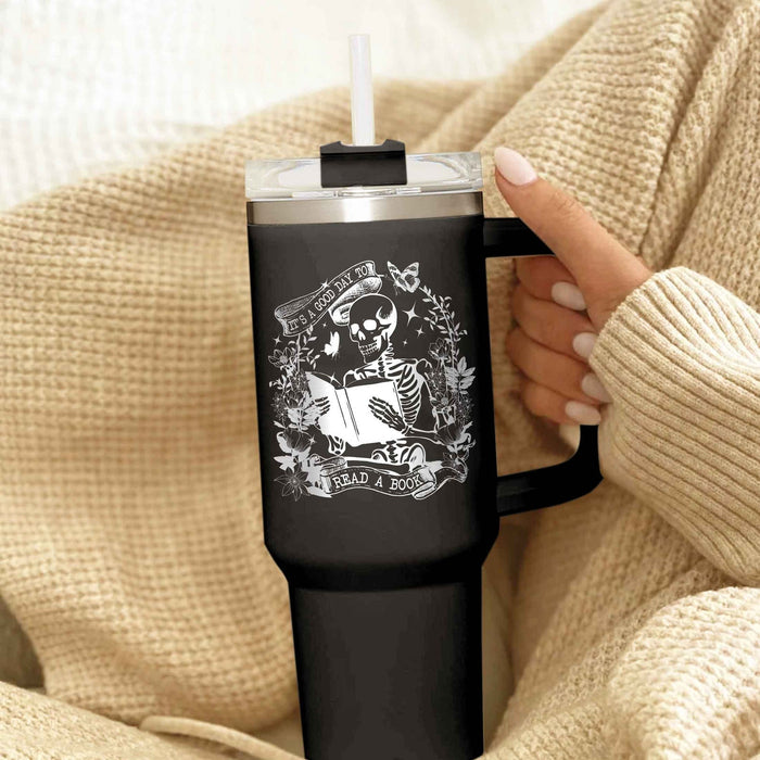 Book Lover Tumbler, Engraved Tumbler Books, Book Worm Tumbler, Book Tumbler With Handle, Its a Good Day To Read a Book Tumbler 40oz