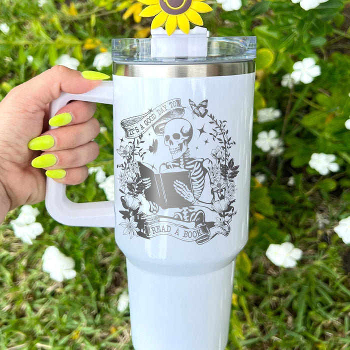 Book Lover Tumbler, Engraved Tumbler Books, Book Worm Tumbler, Book Tumbler With Handle, Its a Good Day To Read a Book Tumbler 40oz