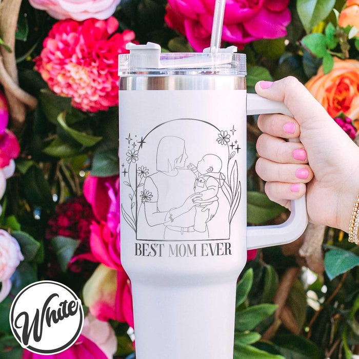 Best Mom Ever Photo 40oz Tumbler,Best Mom Ever Tumbler,Engraved Mother Daughter Tumbler,Engraved Tumbler Handle,40oz Tumbler Handle Engraved