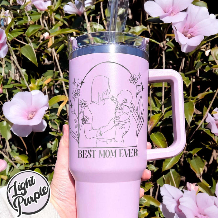 Best Mom Ever Photo 40oz Tumbler,Best Mom Ever Tumbler,Engraved Mother Daughter Tumbler,Engraved Tumbler Handle,40oz Tumbler Handle Engraved