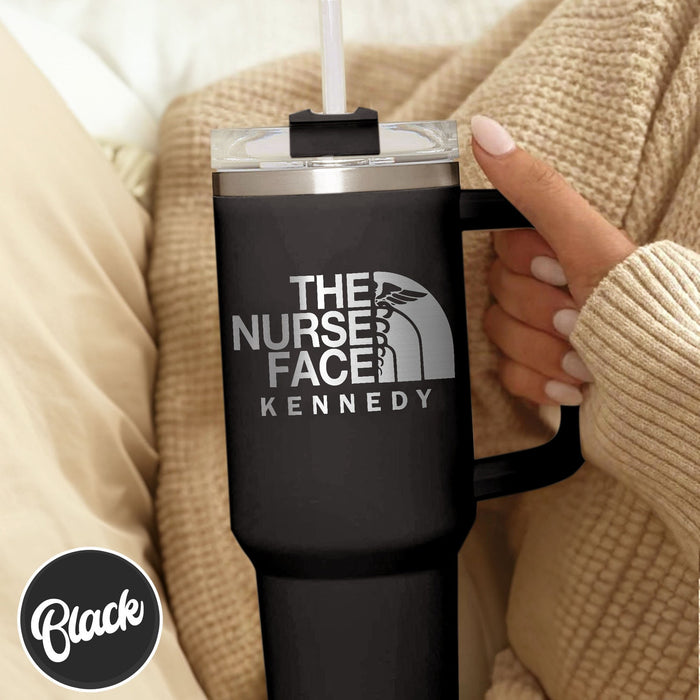 The Nurse Face Tumbler 40oz, Gift For Nurse,Registered Nurse Laser Tumbler,Personalized Gifts, Nurse Tumbler 40oz, Nurse Tumbler With Handle