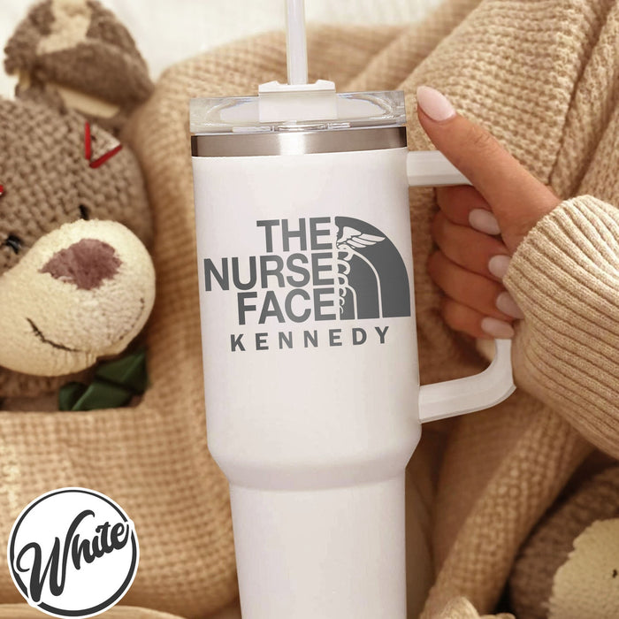 The Nurse Face Tumbler 40oz, Gift For Nurse,Registered Nurse Laser Tumbler,Personalized Gifts, Nurse Tumbler 40oz, Nurse Tumbler With Handle