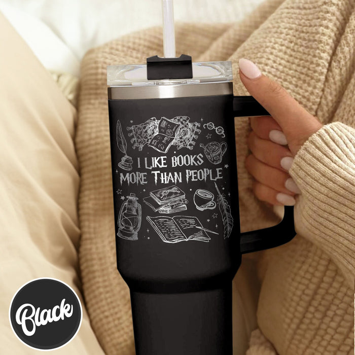 I Like Books More Than People Tumbler 40oz, Spicy Book Tumbler 40oz, Bookish Tumbler With Handle, Bookish Wine Tumbler, Engraved Tumbler