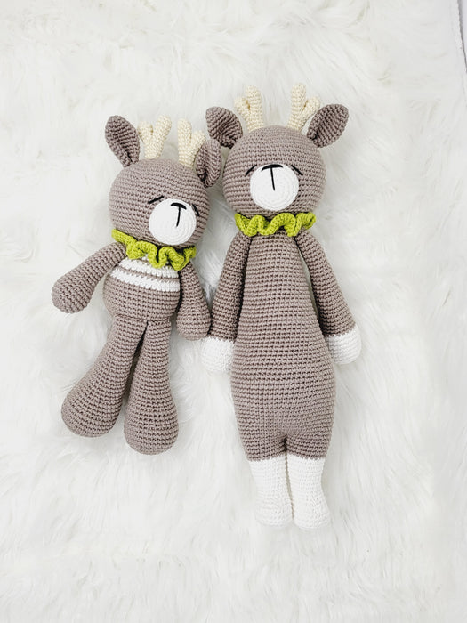 Crochet Reindeer Baby Stuffs toys Handmade family set with Rattle Teething.