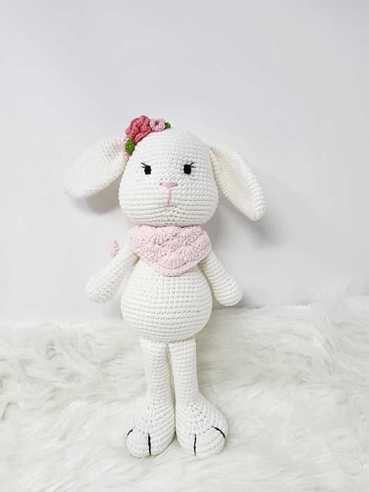 Handmade Crochet Bunny Toy, Baby Bunny Rattle Teething, Amigurumi Bunny Doll