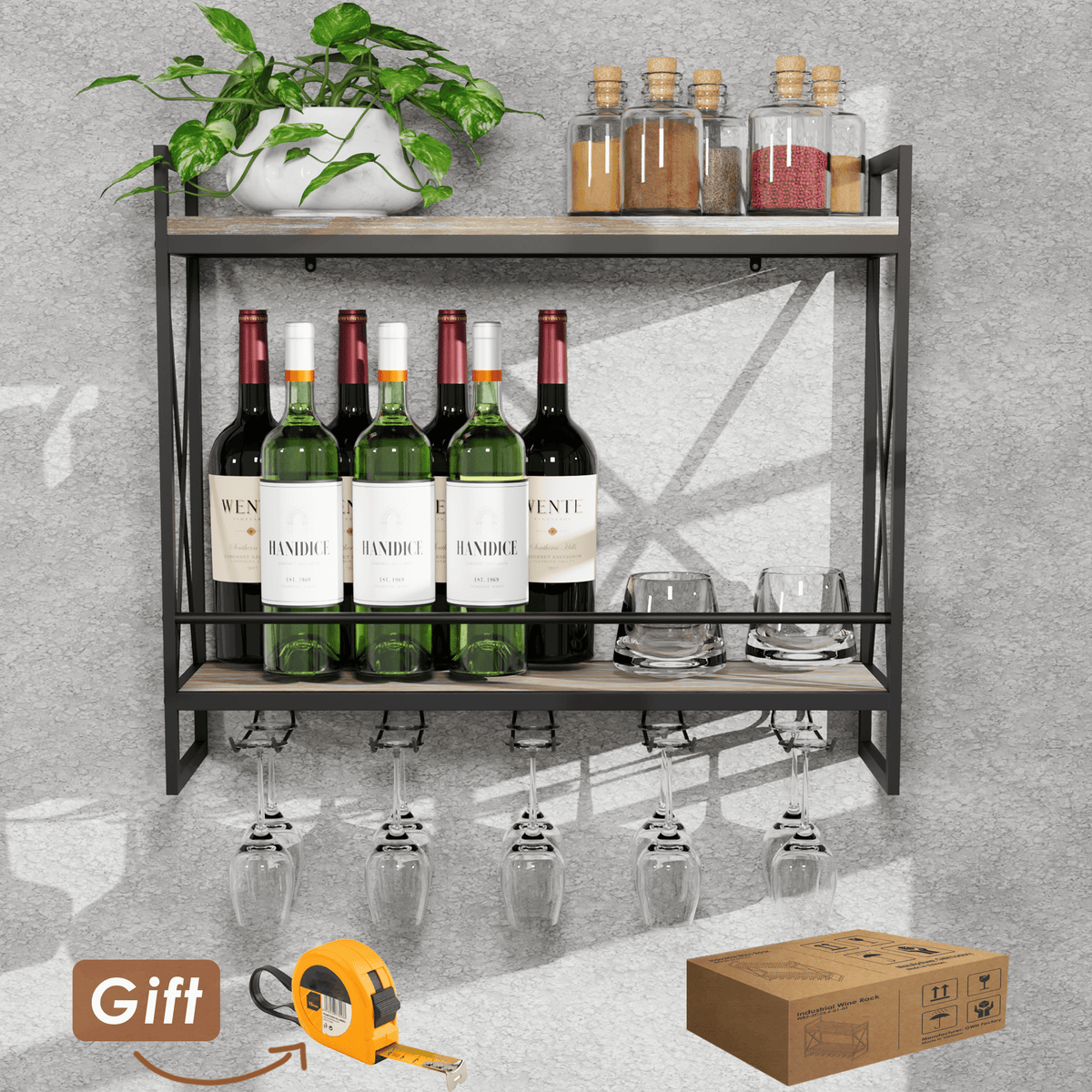 Iron wine rack wall mounted sales