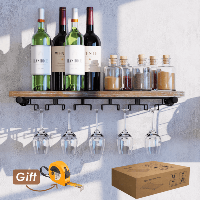 (1 Tier - 24in) Industrial Wine Rack Wall Mounted, Wall Wine Rack