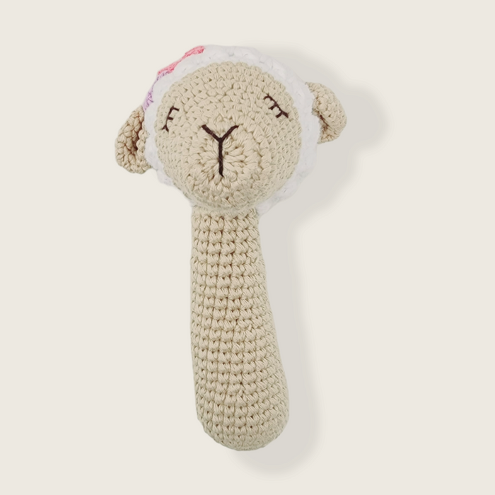 Crochet Sheep Handmade Animal Stuffed toys, Amigurumi Sheep Rattle Baby Teething