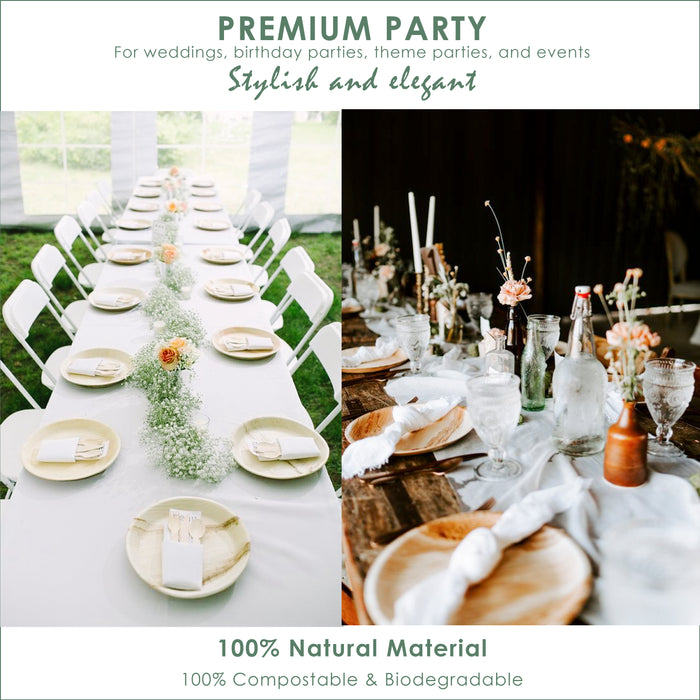 Round Disposable Palm Leaf Plates 10 inch Dinnerware Party Pack