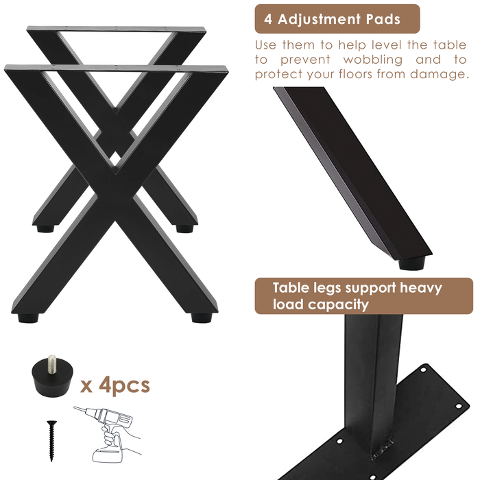 (28 x 24 in - TL2) Industrial Metal Table Legs, Metal Legs for Table