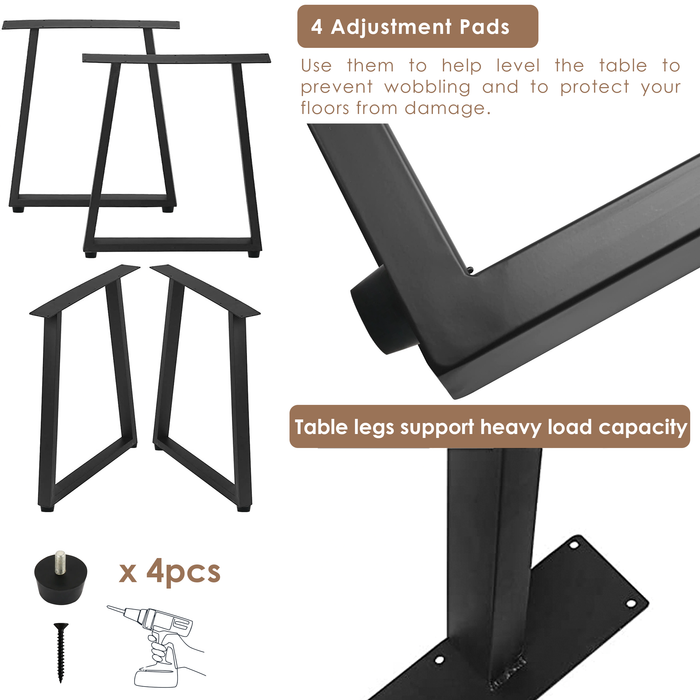 (28 x 17.7 in - TL4) Industrial Metal Table Legs, Metal Legs for Table